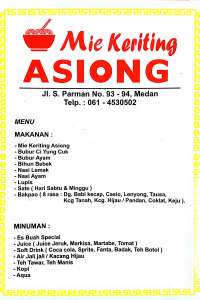 menu 0 Mie Keriting Asiong S.Parman